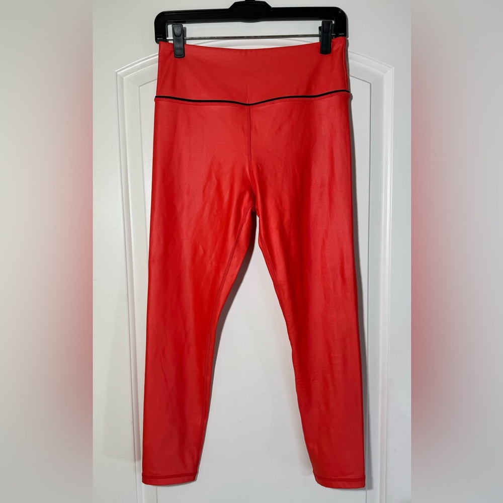 ZYIA Active Red Sweetheart Metallic Light n Tight High Rise Leggings Womens 8-10
